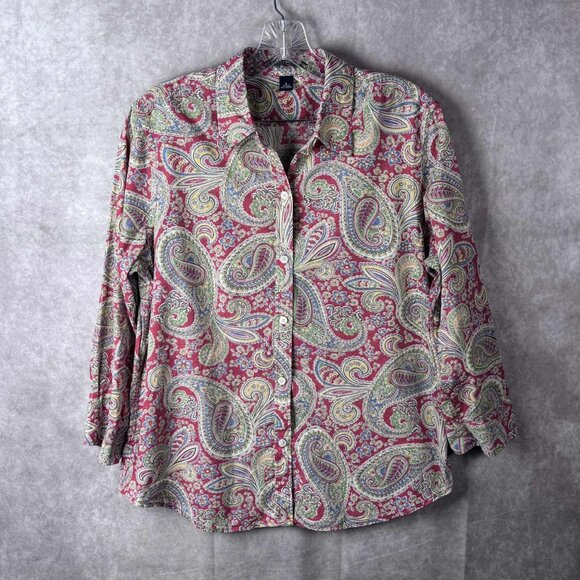 American Living Multicolor Long Sleeve Paisley Button Up Shirt Large - Picture 1 of 6